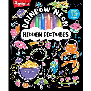 Rainbow Neon Hidden Pictures: Rainbow Activity Book with Neon Markers and Over 40 Stickers, Fun Sticker Puzzle Book for Creative Kids Ages 6-12 (Highlights Hidden Pictures Coloring Kits)