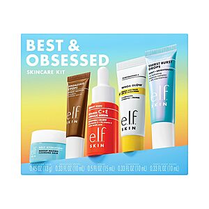 e.l.f. SKIN Best & Obsessed Skincare Kit, Travel-Size Makeup Remover, Sunscreen & Brightening Serums For Glowy Skin, Vegan & Cruelty-Free