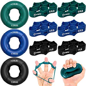 [Prime] FitBeast 9-Piece Grip Strength Trainer & Finger Exerciser Kit (4 colors) $7.99 + Free Shipping