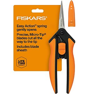 Fiskars 6" Micro-Tip Pruning Scissors w/ Sheath $12.89 + Free Shipping w/ Prime or on $35+