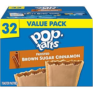 Pop-Tarts Toaster Pastries, Breakfast Foods, Kids Snacks, Family Pack, Frosted Brown Sugar Cinnamon (32 Pop-Tarts)