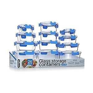 $19.99 | Bakken Borosilicate Glass Food Storage Containers with Lids 24 Pieces at Woot!