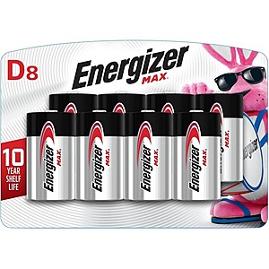 $4.99 | 8-Ct Energizer Max D Alkaline Batteries at Woot!