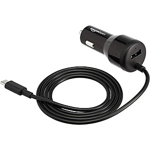 $4.99 | Amazon Basics 30W USB Car Charger w/ Attached 18W PD USB-C Cable at Woot!
