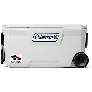 Coleman Classic Series 100qt Wheeled Marine Cooler, Fully Insulated Lid & Body Keeps Ice up to 5 Days, Holds up to 160 Cans