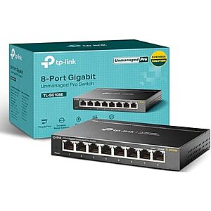TP-Link 8 Port Gigabit Switch | Easy Smart Managed | Plug & Play | Desktop/Wall-Mount | Sturdy Metal w/ Shielded Ports | Support QoS, Vlan, IGMP and LAG (TL-SG108E)