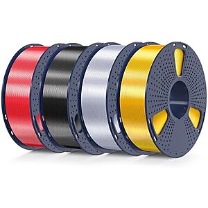 [Prime] $40.78* | 4-Pack 1kg SUNLU Shiny Silk PLA 1.75mm 3D Printer Filament (Various Colors) at Amazon