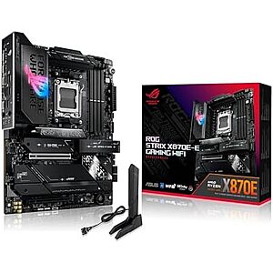 ASUS ROG Strix X870E-E Gaming WiFi AMD AM5 X870 ATX Motherboard 18+2+2 Power Stages, Dynamic OC Switcher, Core Flex, DDR5 AEMP, WiFi 7, 5X M.2, PCIe® 5.0, Q-Release Slim, USB4®, AI OCing & Networking