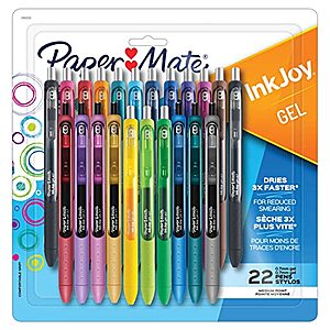 $11.28 | 22-Pack Paper Mate InkJoy Gel Pens (Medium Point, 0.7mm, Assorted Color) at Amazon