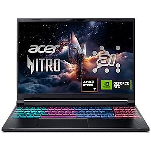 [Prime] $1099.99 | Acer Nitro V 16S AI Gaming Laptop | AMD Ryzen 7 260 | RTX 5060 Laptop GPU (572 AI Tops) | 16" WUXGA IPS 180Hz | 32GB DDR5 | 1TB Gen 4 SSD at Amazon