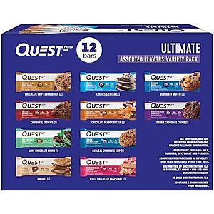 Quest Nutrition Ultimate Variety Pack Protein Bars, High Protein, Low Carb, Gluten Free, Keto Friendly, 12 Count
