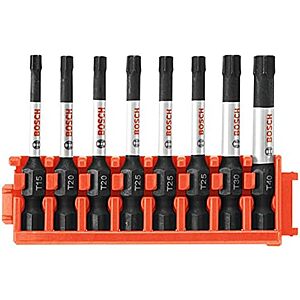 BOSCH CCSTV208 8-Piece Assorted Set 2 In. Impact Tough Torx Power Bits with Clip for Custom Case System