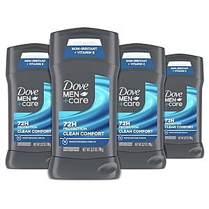 [SnS] $14.78 | 4-Pack 2.7-Oz DOVE MEN + CARE Antiperspirant Deodorant Stick at Amazon