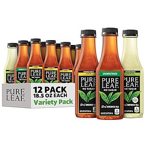 [Prime, SnS] $15.23 | 12-Pack 18.5-Oz Pure Leaf Real Brewed Tea (Unsweet Variety Pack) at Amazon