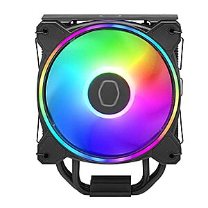 Cooler Master Hyper 212 Halo CPU Sink - Black Aluminum Finish, 4 Heat Continuous Direct Contact Pipes with Fins, MF120 Halo2 ARGB Fan, ARGB Detects, LGA1700 and AM5 Support - Black