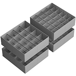 $12.99* | 4-Pack Songmics 80-Compartment Closet Drawer Organizers (Cloud White/Dove Gray) at Amazon