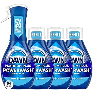 [SnS] $13.63 | 4-Ct 16oz Dawn Platinum Powerwash Dish Spray Bundle (Fresh Scent) at Amazon
