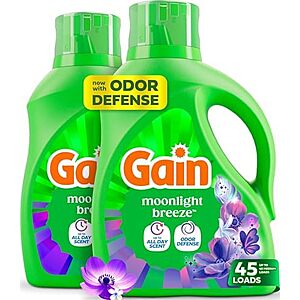 [SnS, AC] $33.59 | 4 &times; 2-Pack 50-Oz Gain Liquid Laundry Detergent with Odor Defense (Moonlight Breeze) ($8.40 each) at Amazon