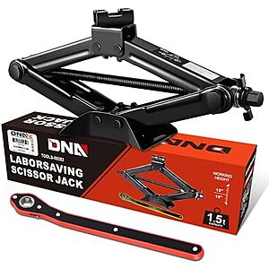 $17.89 | DNA Motoring Scissor Jack for Car, 1.5 Ton (3,306 lbs) at Amazon