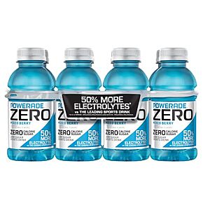 POWERADE Electrolyte Enhanced Zero Sugar Mixed Berry Sports Drink, 12 Ounce (Pack of 8)