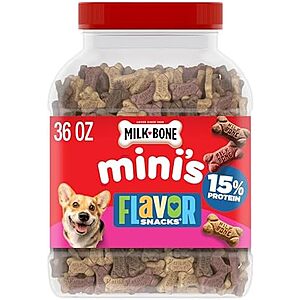 Milk-Bone Flavor Snacks Mini’s Dog Biscuits, Flavored Crunchy Dog Treats, 36 Oz. Canister