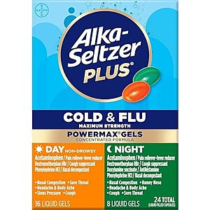 [SnS, AC] $10.41* | 2 &times; 24-Count Alka-Seltzer Plus Cold & Flu Power Max Liquid Gels ($5.21 each) at Amazon