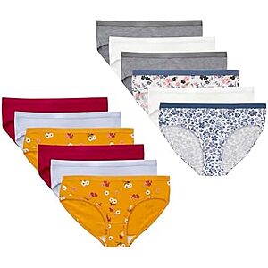Hanes Girls' Hipster Underwear, Stretch Cotton Panties for Girls, Assorted, 12-Pack