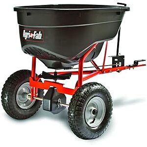 $169.99* | 130-Lb Agri-Fab Pull Behind Broadcast Spreader w/ Universal Hitch & 12-Ft Spread Width at Amazon
