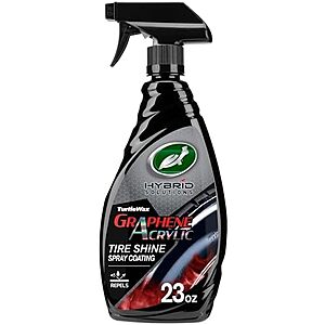 Turtle Wax Hybrid Solutions Graphene Acrylic Tire Shine Spray Coating, Long-Lasting Rich Black Shine, No-Sling, Water-Resistant Tire Dressing with UV and Dirt Repellent Protection, 23oz (Pack of 1)