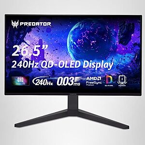$314.99* | 26.5" Acer Predator QD-OLED 2560x1440 240Hz Monitor at Amazon