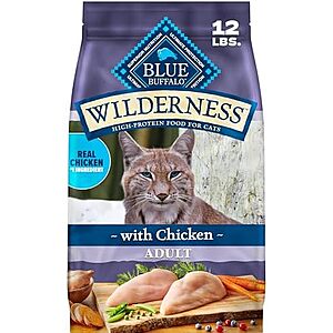 Blue Buffalo Wilderness with Chicken Natural High-Protein Grain-Free Dry Food for Adult Cats, Real Chicken First, Antioxidant-Rich LifeSource Bits Support Immunity, Promotes Strong Muscles, 12 lbs.