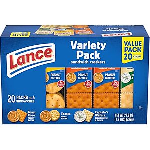 [SnS, AC] $16.74* | 4 &times; 20-Pack 1.4-Oz Lance Sandwich Crackers (Variety Pack) ($4.19 each) at Amazon