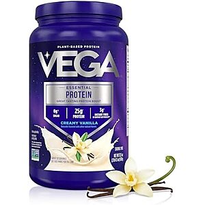 Vega Essential Protein – 25g Plant Based Protein Powder, Creamy Vanilla, Vegan for a Dairy-Free Vanilla Shake – Large Tub, 32.5oz (20 Servings)