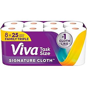 Viva Signature Cloth Paper Towels, Task Size, 8 Family Triple Rolls, 141 Sheets per Roll (Packaging May Vary)