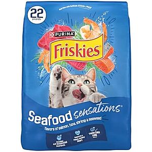 Purina Friskies Dry Cat Food Seafood Sensations With Salmon, Tuna, and Shrimp Flavors - 22 lb. Bag