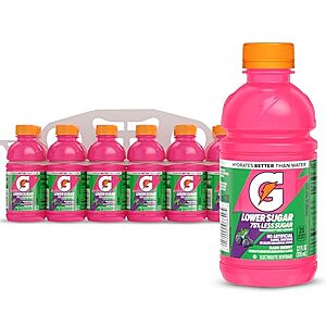 Gatorade Lower Sugar Electrolyte Sports Drink, Rain Berry, 12 fl oz Bottles, (12 Pack), 75% Less Sugar, No Artificial Flavors, No Artificial Sweeteners, No Artificial Colors, Hydration