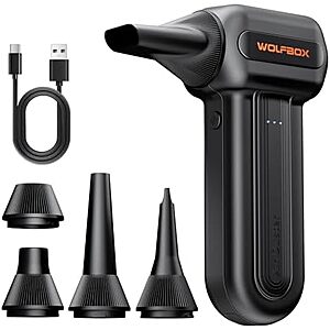 WOLFBOX MF60&MF70 Compressed Air Duster-110000RPM Super Power Electric Air Duster, 3-Speed Adjustable Rechargeable Cordless Air Blower with Fast Charging for PC Keyboard Cleaning, Car, Home (Black)