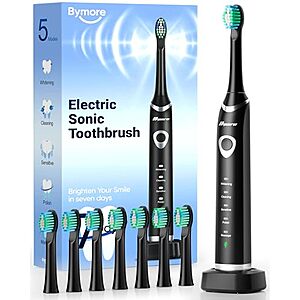 $8.83* | Bymore Electric Toothbrush for Adults, Black at Amazon