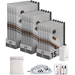 $14.99* | 18-pk BAGSMART Vacuum Storage Bags w/ Rechargeable Pump at Amazon