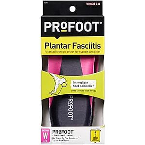 $7.49 | PROFOOT Plantar Fasciitis Orthotic Insoles for Women (Sizes 6-10) at Amazon