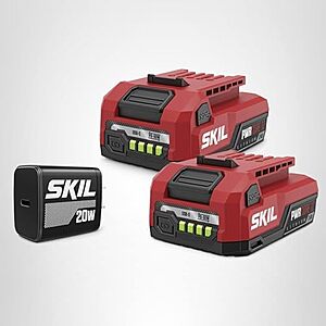 SKIL PWR CORE 12 2 x 2.0Ah 12V USB-C Battery and Charger Starter Kit Including Two 2.0Ah Batteries and 20W PD Charger-CB5020A-22