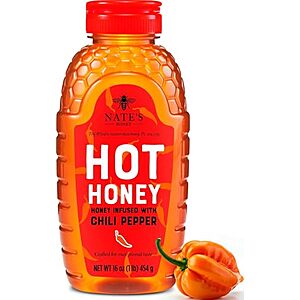 Nate's Hot Honey - 100% Pure Honey Infused with Habanero Chili Pepper Flakes, Award-winning Taste - 16 oz Squeeze Bottle