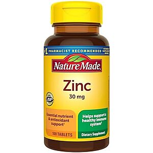 [SnS, AC] $2.74 | 2 &times; 100-Ct Nature Made 30mg Zinc Tablets ($1.37 each) at Amazon