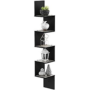 $13.78* | Furinno ROSSI 5-Tier Corner Floating Wall Shelf (French Oak) at Amazon