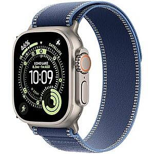 Apple Watch Ultra 3 [GPS + Cellular 49mm] Running & Multisport Smartwatch w/Rugged Titanium Case w/Blue/Bright Blue Trail Loop - M/L. Satellite Communications, Advanced Health & Fitness Tracking