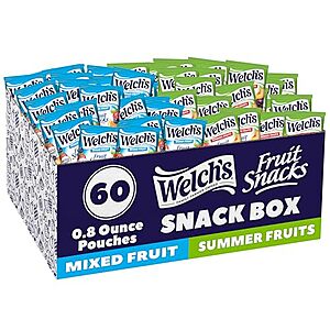 [SnS, AC] $8.78** | 60-Count 0.8-Oz Welch's Fruit Snacks Pouches (Mixed Fruits & Summer Fruits) at Amazon