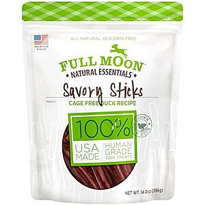 [SnS, AC] $4.47 | 14-Oz Full Moon All Natural Human Grade Dog Treats, Essential Duck Savory Sticks at Amazon