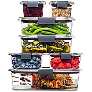Rubbermaid Brilliance Food Storage Containers, 14 Piece Plastic Containers with Lids, BPA-Free, Leak Proof, Clear