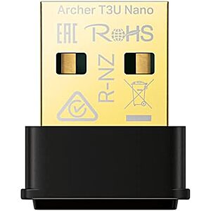 $9.99* | TP-Link Archer T3U Nano AC1300 2.5G/5G Dual-Band WPA3 USB Wi-Fi Adapter + 15% Back w/ Prime Visa Card at Amazon