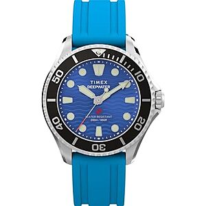 $134.50 | Timex Unisex Deepwater Meridian 200 38mm Watch - Blue Two- Piece Quick Release Blue Dial Stainless Steel Case at Amazon